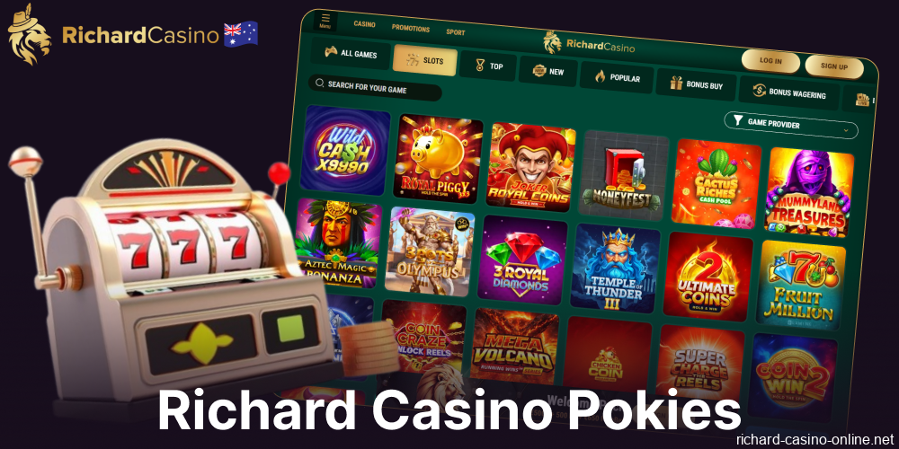 Pokies available on Richard Casino for players from Australia